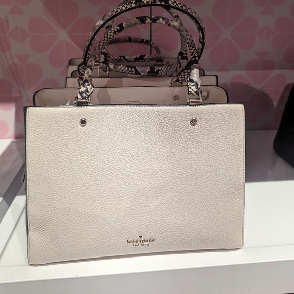 Kate Spade Leila Medium Triple Compartment Satchel Snake Skin Pebbled Leather - Picture 3 of 4